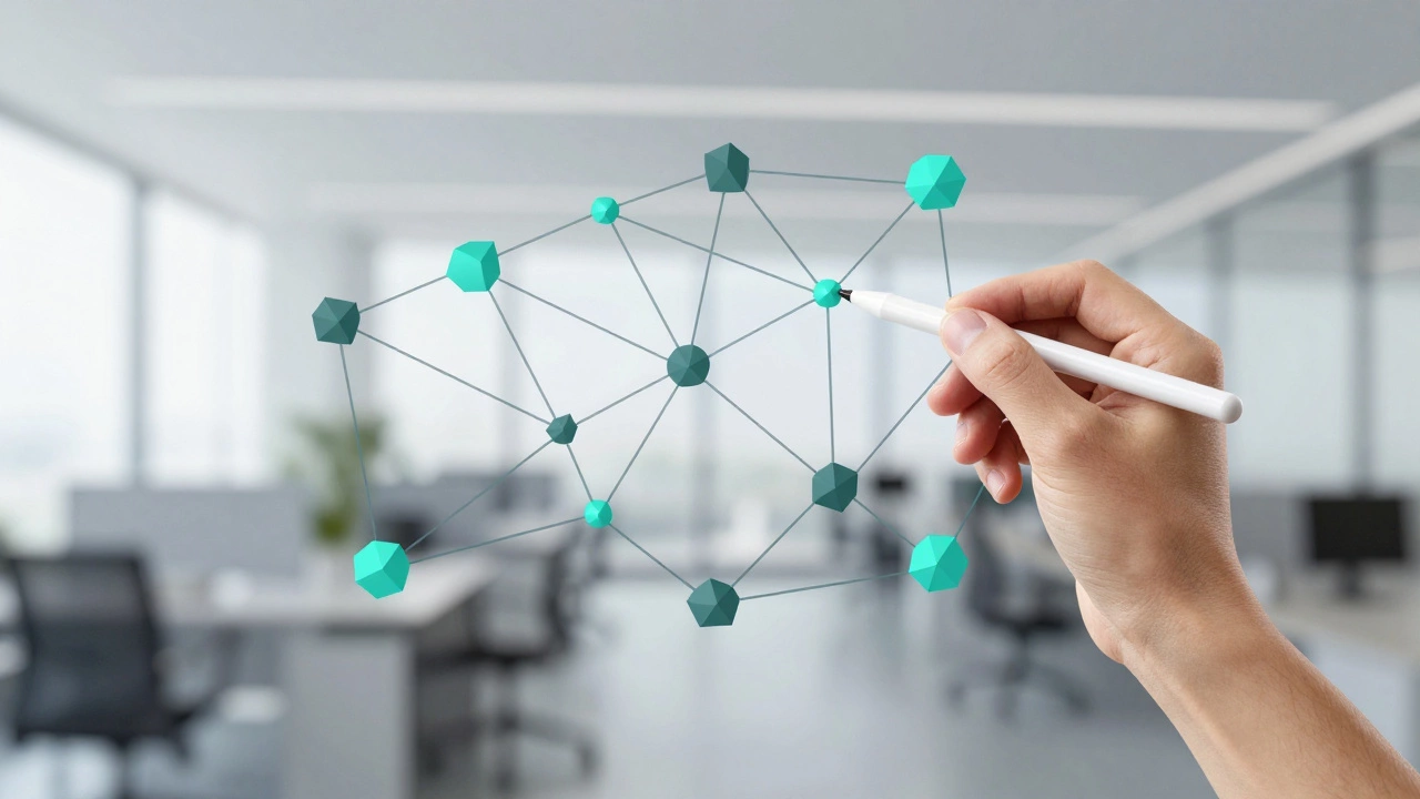 Hand drawing a structured roadmap with connected nodes