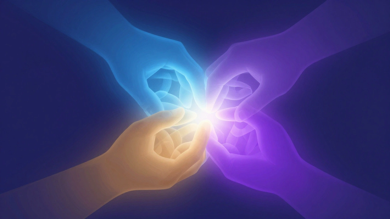 Abstract lights merging to symbolize MMF emotional connection